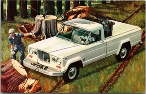 Postal publicitaria vintage "JEEP WINCHES" vista de artista/escena de registro/camión - Imagen 1 de 2