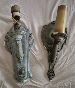 Par de 2 apliques de pared ornamentados estilo años 20 antiguos diseño Riddle Co. inigualables - Imagen 1 de 6