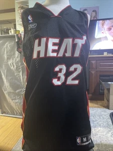 Reebok Miami Heat Mens Medium Black Jersey Shaquille O'Neal #32 NBA - Picture 1 of 6