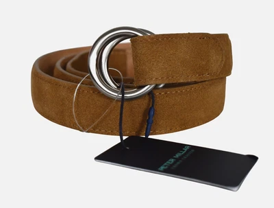 NUEVO PETER MILLAR CORONA ARTESANAL Turbinado Gamuza de becerro Doble Junta Tórica Cinturón para Hombre 42 Foto 1 de 4