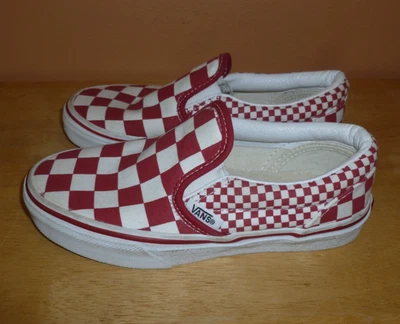 Vans Zapatos sin cordones para niños Talla 13 Rojo y Blanco Patinador a Cuadros Ropa de calle - Usados en Excelente Condición Foto 1 de 4