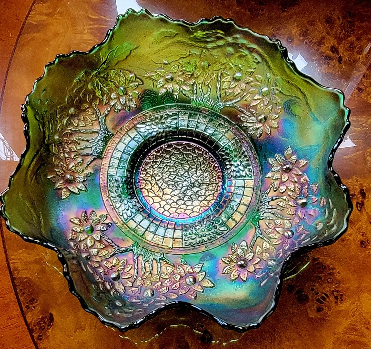 fenton green carnival glass products for sale | eBay