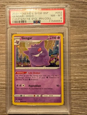 Pokemon Gengar SWSH052 SWSH: Sword & Shield Promo Cards Holo PSA 8 with Swirl - Image 1 of 2