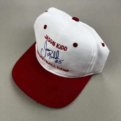 Gorra de colección Jason Kidd Snapback blanca roja campamento de baloncesto firma NBA años 90 Foto 1 de 4