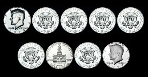 1970 1971 1972 1973 1974 1976 1977 1978 1979 S Kennedy Mint Proof Set of 9 Cover