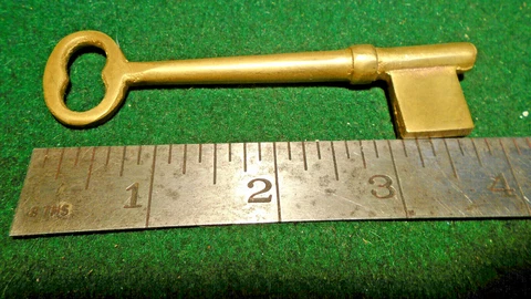 3 7/8" BRASS BIT KEY BLANK with TAPERED END - PERFECT for OLD RIM LOCKS (33090) Cover