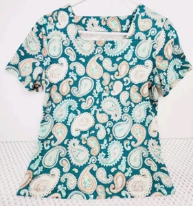 Coral Bay Women's Size Medium Petite Paisley Short Sleeve Pullover Top Tshirt - Picture 1 of 9