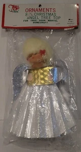 Vtg Angel Christmas Tree Topper Blow Mold Face 8” Tall Taiwan 80's NEW In Pkg - Picture 1 of 6