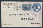 1893 Millersborg PA USA Advertising PS Cover To Altoona PA Conemaugh Soft Coal