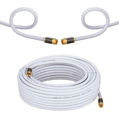 RG6 Cable Quad Coaxial Extension Shielded Cord For TV Antenna Satellite lot - Image 1 of 4