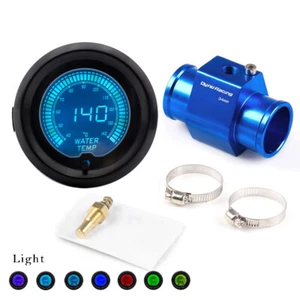 2" 52mm Digital 7 Color EVO Water Temp Gauge w/34mm Joint Pipe Sensor Adapter - Picture 1 of 5