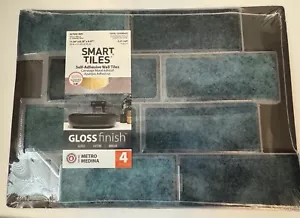 Smart Tiles Metro Medina Gloss Finish Self-Adhesive Wall Tiles Teal Brand New - Picture 1 of 2