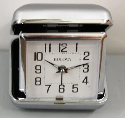 BULOVA- SMALL TRAVEL ALARM CLOCK "TRAVELER" B6123 - Image 1 of 4
