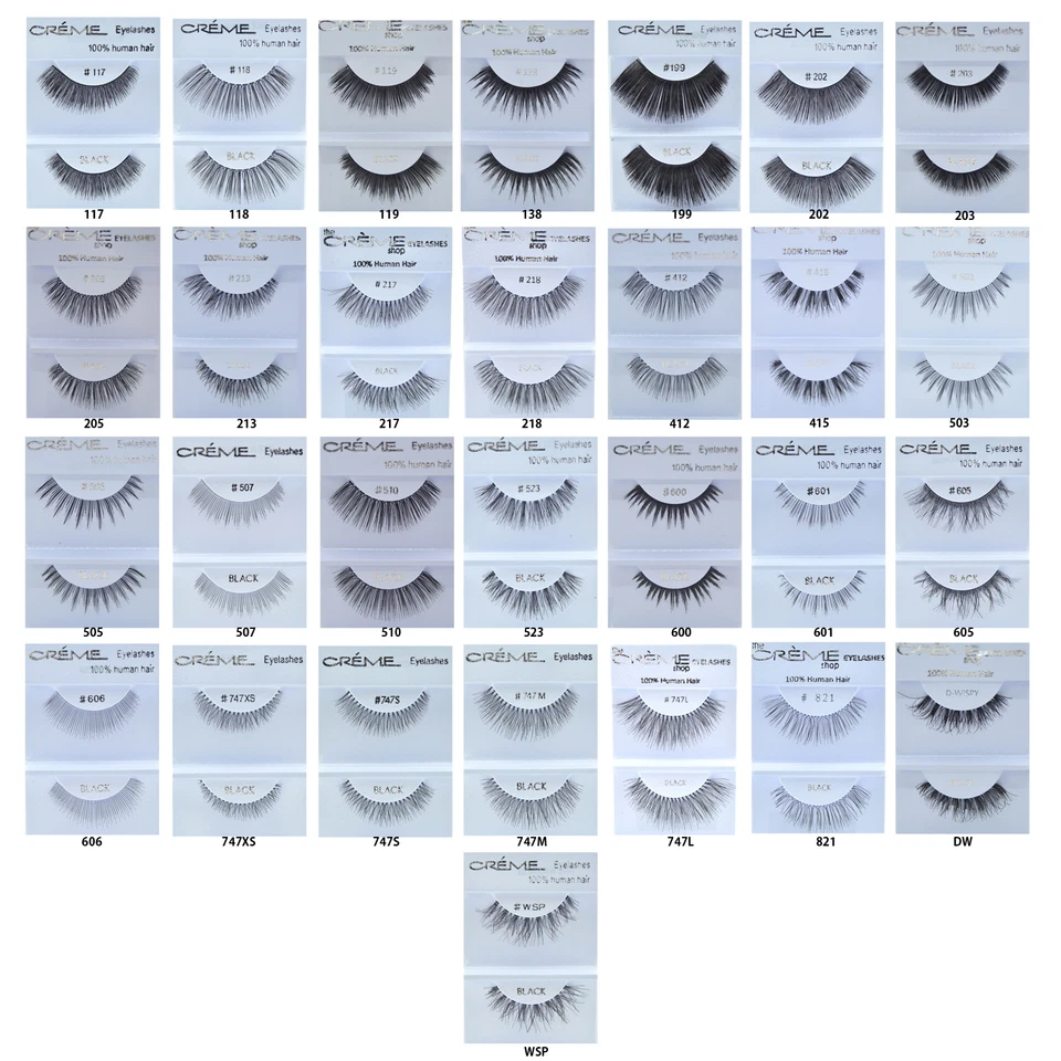 12 pares de pestañas postizas Créme 100 % cabello humano #117 a 821 DW, WSP Foto 1 de 1