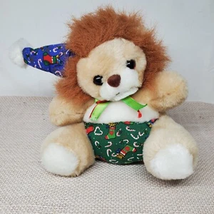 Christmas Lion Hugfun Plush Animal Stuffed Candy Cane Stockings Mini 7" - Picture 1 of 7