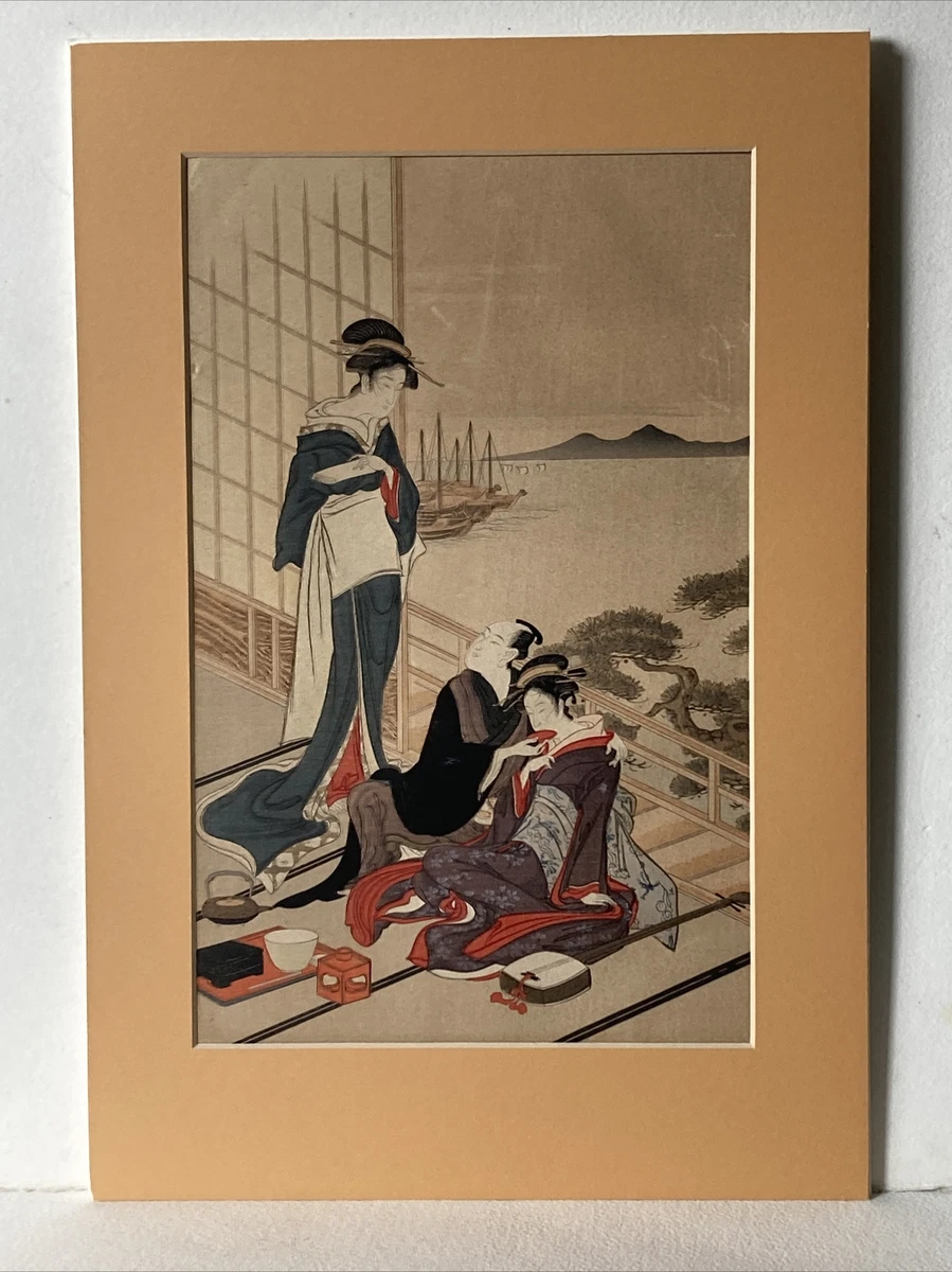 木版画 二人の数学者4/18 日本木刻版画艺妓古董日本版画| eBay