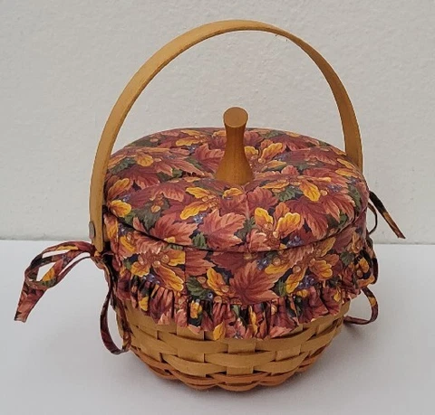 LONGABERGER SMALL PUMPKIN BASKET '96 LID FALL FOLIAGE LINER PROTECTOR 9 X 6" Cover