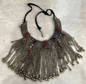 Afghan Vintage Necklace Statement Kutchi Belly Dance Tribal 1970’s - Picture 1 of 3