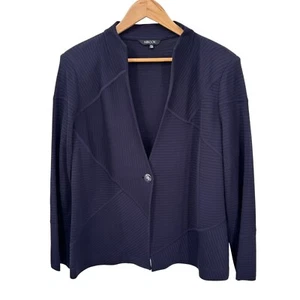 Misook Cardigan Sweater Womens PXL Navy Blue Acrylic Knit Single Button Closure - Imagen 1 de 11