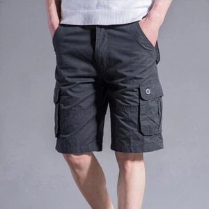 Hommes Cargo Short Combat Demi Pantalon Multi-Poches Randonnée Pêche Coupe Ample - Foto 1 di 18
