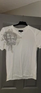 G by Guess Shirt Mens Large White Graphic Short Sleeve V Neck Tee - Picture 1 of 5