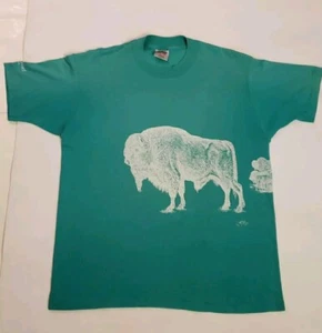 Camiseta Vintage 1984 Fluid Visions Buffalo Bisonte Estampado XL (46-48) Puntada Única - Imagen 1 de 16