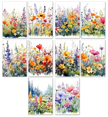 10 Assorted All Occasion Note Cards Blank Greeting Cards Watercolor Wildflowers - Image 1 of 3