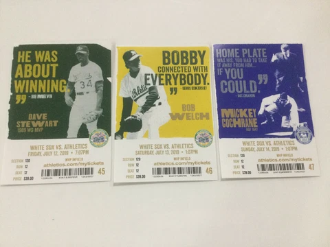 Oakland A’s Athletics 2019 TICKET STUB VS WHITE SOX 7/12/19-7/13/19-7/14/19 Cover