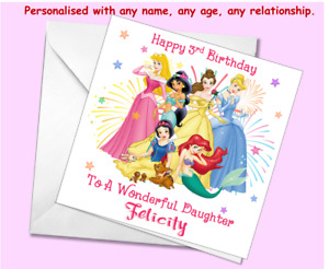 Personalised Girls Birthday Card Daughter Granddaughter Niece 3rd 4th 5th Princ1