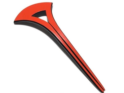 Kanzashi kimono Hair stick Antique Resin 8.5g Vermilion on Black Ginkgo Shape Ha - Image 1 of 4