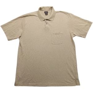 Van Heusen Polo Shirt L Men's Sportswear Short Sleeve 2 Button Beige Polka Dot - Picture 1 of 5