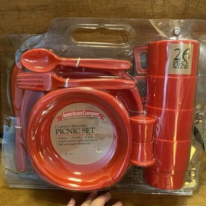 Nuevo en caja - Cámper americano vintage #1791 - Juego/4 platos de picnic de plástico reutilizables para acampar - Imagen 1 de 5