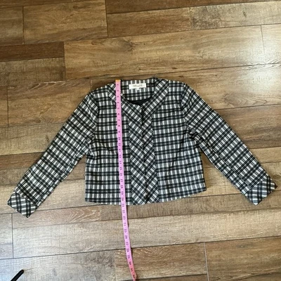 Куртка блейзер укороченная в клетку Diane Von Furstenberg размер 10 черная белая женская 18728 - Изображение 1 из 4