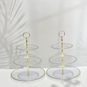 3 Tier Cupcake Stand, Small Tiered Serving Cake Stand, Transparent Plastic De... - Picture 1 of 7