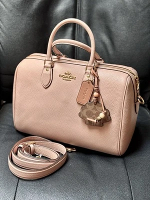 Coach Rowan Large Satchel Bag With Shell Charm CBH76 In Leather/ Cream/Tan NWT - Image 1 of 4