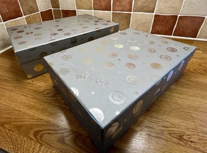 Two Silver Coloured Gift Boxes Nesting Collage Designs Ltd Storage / Craft Boxes - Picture 1 of 13