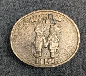 VINTAGE 1970er "Happiness Is Being In Love" BBB MASSIV MESSING BARON GÜRTELSCHNALLE - Bild 1 von 3