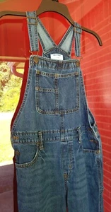 Old Navy Denim Bib Overalls Girls 10-12 PLUS Blue Cotton Adj Straps Distressed - Picture 1 of 9