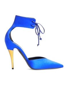 Zapatos de salón Gucci eléctricos azules satinados con cordones talla 39 - Imagen 1 de 8