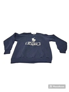 RARE VINTAGE BOOTLEG RAGLAN SWEATSHIRT POLO MADE IN USA 80S 90S RAISED LOGO SZ L - Picture 1 of 21