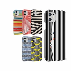 CASE FOR IPHONE 15 14 13 12 11 SE 8 PRO MAX HARD PHONE COVER STRIPES LINES B&W - Picture 1 of 8