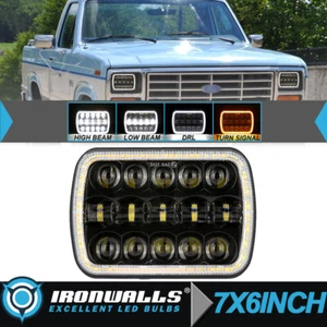 Para Ford F-150 1978-1986 7x6" Faro LED H4 haz alto DRL anillo de señal de giro - Imagen 1 de 12