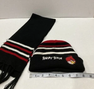 Angry Birds Beanie Hoodie with matching scarf Red/Black hat cap Boys Or Girls - Picture 1 of 6