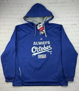 NWT Los Angeles Dodgers MLB “Always October” Hoodie Sweatshirt Majestic - Sz XL - Picture 1 of 8