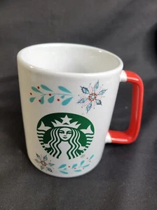 STARBUCKS 2020 Christmas Holly Holiday 11oz Coffee Mug With Red Handle - Picture 1 of 4