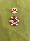 2 markery piłki golfowej Mario 1 żeton do pokera i 1 płaski 2 strony 1-UP 11G czerwony biały