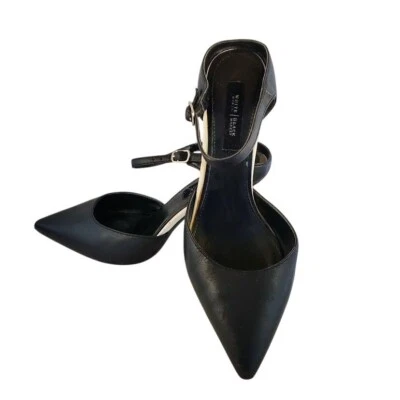 White House Black Market Black Castalia Slingback Stiletto Heels Size 9M - Image 1 of 4