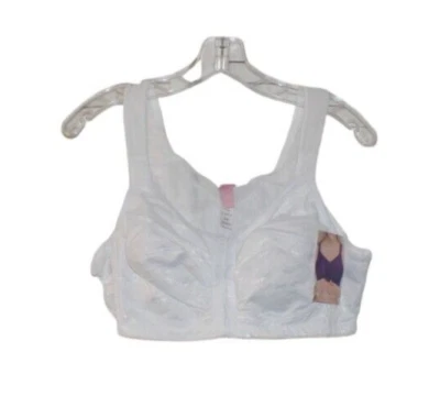 Comfort Choice Wireless Bra 42B White Cotton Front Close Soft Cup - Image 1 of 4