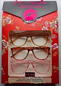 3 Paar Betsey Johnson Leser NEU! Lesebrille Gelb Schildpatt Flieder +2,00 - Bild 1 von 1