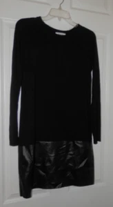 NWT Bailey 44 Sedgwick Vegan Leather Drop Waist Dress Black Long Sleeve M (JF) - Picture 1 of 6